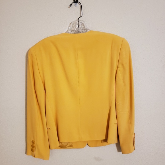 Petite Vintage Yellow Collarless Blazer Jacket - Picture 2 of 3